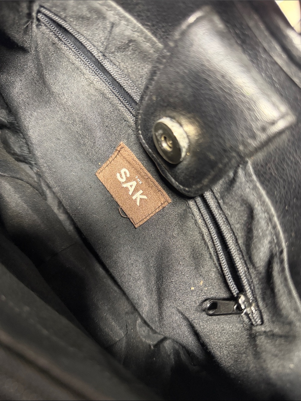 The Sak Black and Tan Woven Crescent Shoulder Bag structure - Picture 5 of 7